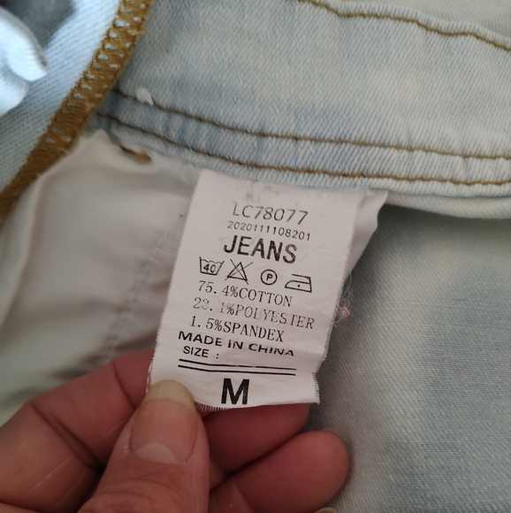 Jeans Light Blue Bleached Denim Overalls - Picture 13 of 13